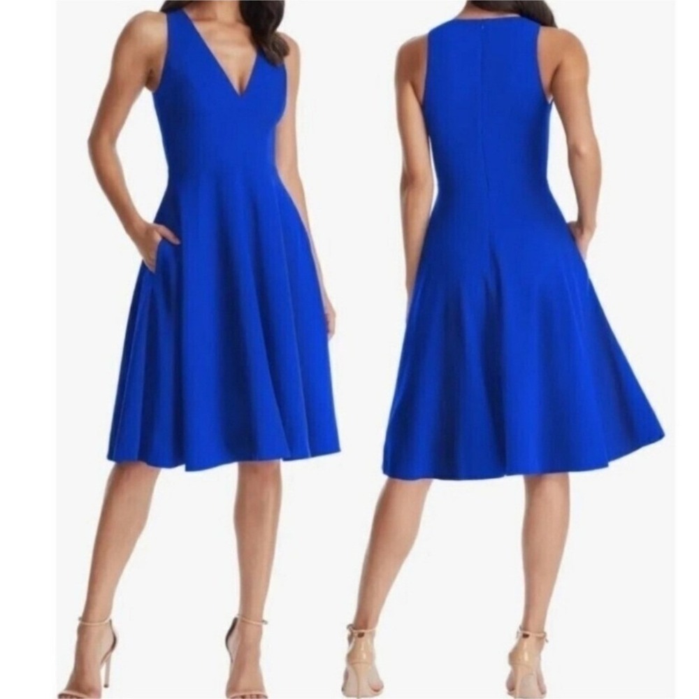Dress the Population Catalina Fit & Flare Cocktail Dress Electric Blue Cobalt XS